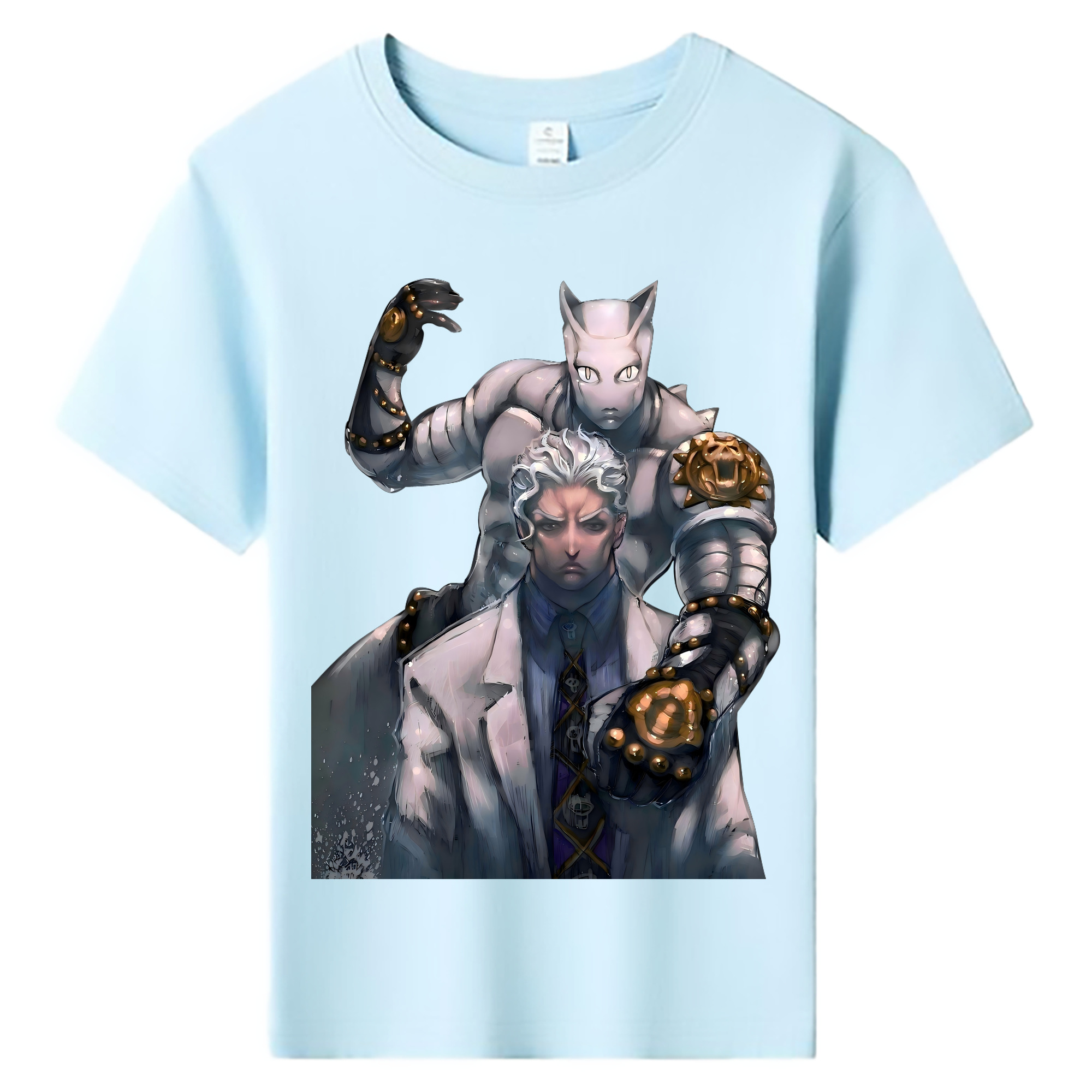 （画像用） ジョジョの奇妙な冒険 きら よしかげ JoJo's Bizarre Adventure Kira Yoshikage 綿100％キッズTシャツ（フロントプリント）